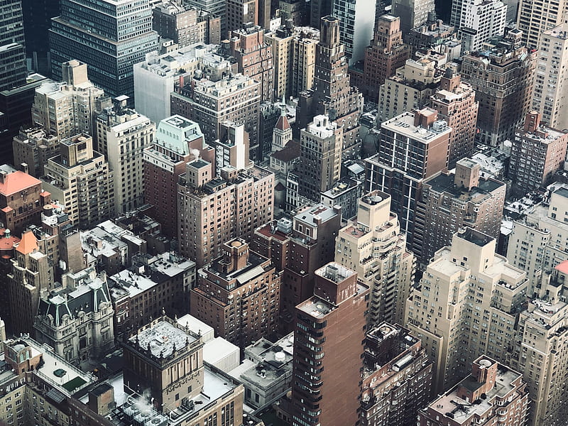 city, aerial view, buildings, metropolis, HD wallpaper