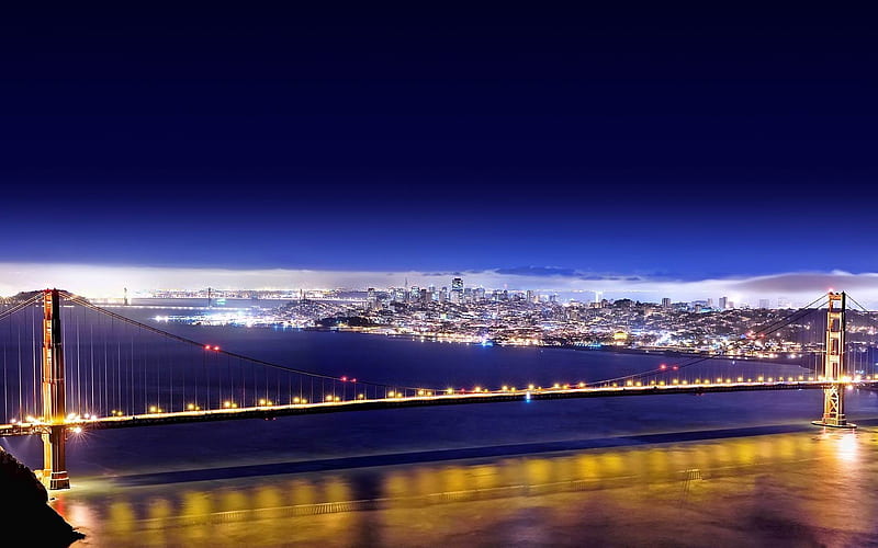 golden gate night lights-Cities architectural, HD wallpaper
