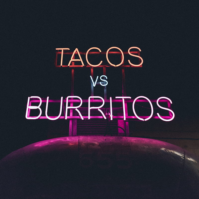 Tacos VS Burritos neon signage, HD phone wallpaper