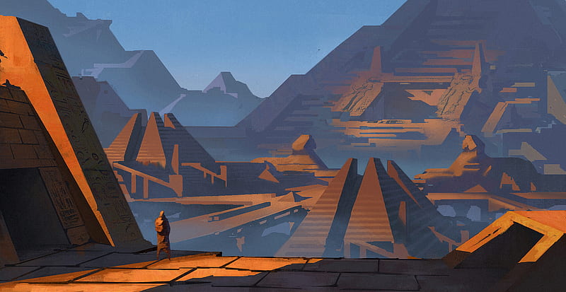 silhouette, ruins, art, HD wallpaper