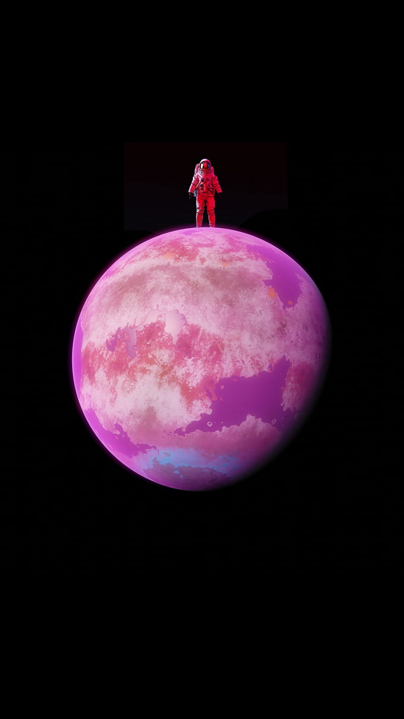 Pink planet, space, universe, astronout, HD phone wallpaper