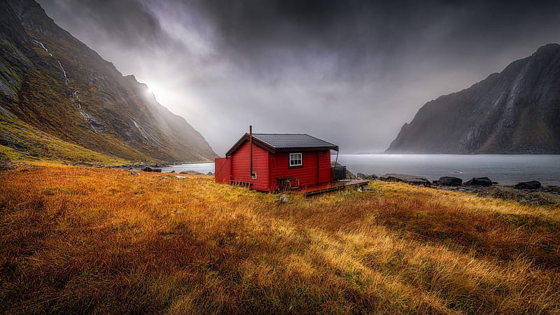 Red Cabin at Bay Laptop Full, Nature, , and Background, HD wallpaper |  Peakpx