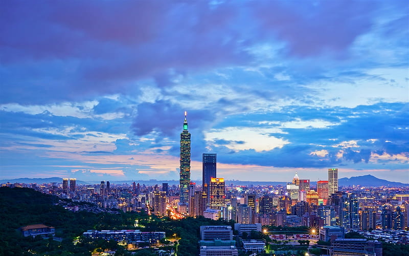 Taipei 101, Taipei World Financial Center, Taipei, skyscraper, Taiwan, night, cityscape, skyline, metropolis, HD wallpaper