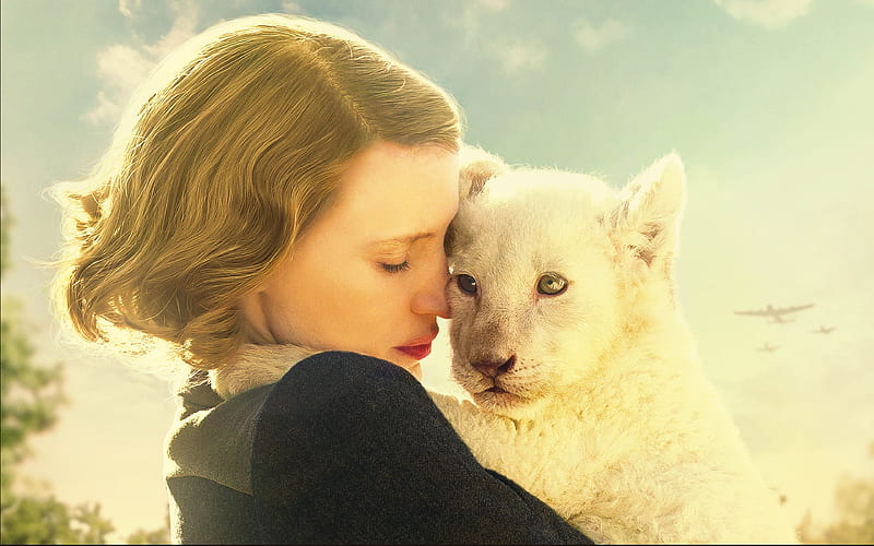 The Zookeepers Wife, 2017, new movies, Jessica Chastain, white tiger, HD wallpaper
