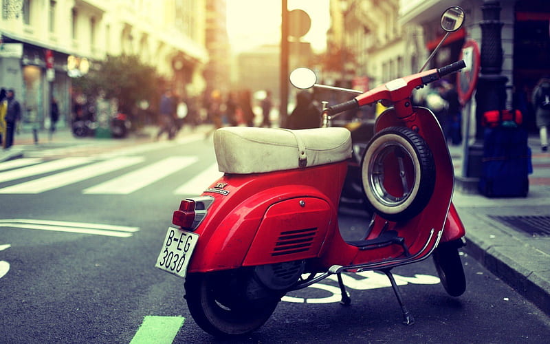 vespa, scooter, moped, street, HD wallpaper