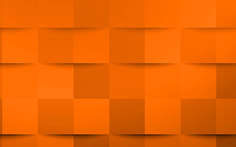 Orange 3d squares texture, Orange creative texture, Orange 3d abstraction, Orange 3d background, Orange mosaic texture, HD wallpaper