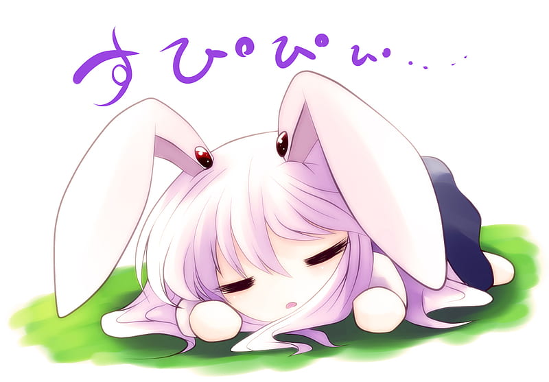 Reisen Udongein Inaba, cute, anime, bunny ears, chibi, sleeping, HD wallpaper