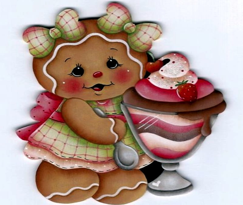 Pudding, Dessert, Girl, Gingerbread, Absract, HD wallpaper
