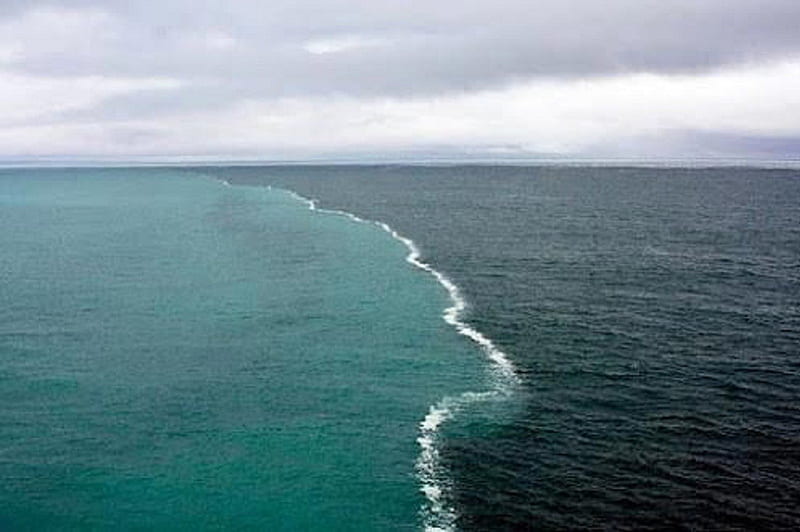 Where the Two Shall Meet, oceans, seas, water, meet, nature, dividing line, HD wallpaper