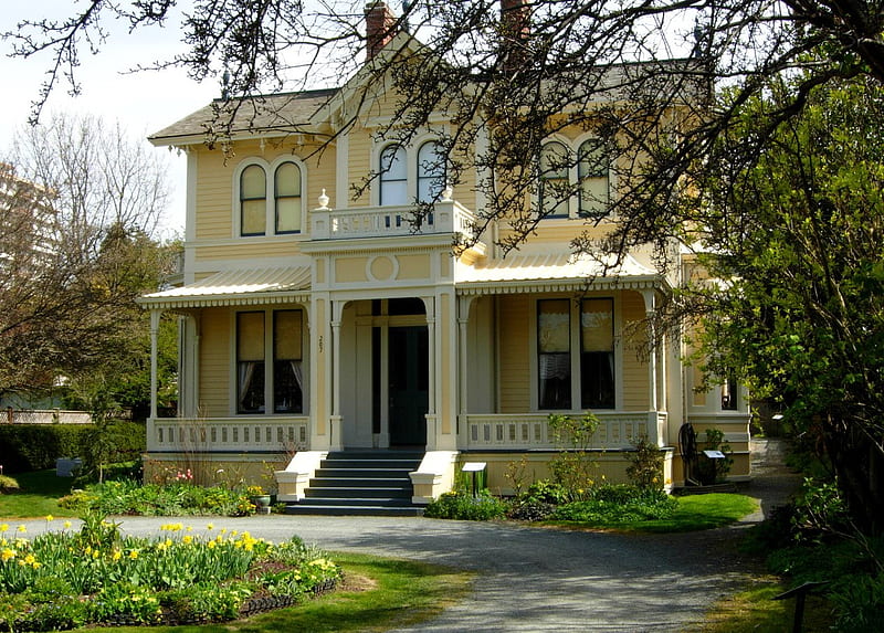 SWEET, house, big, victorian, gardens, bonito, grand, HD wallpaper