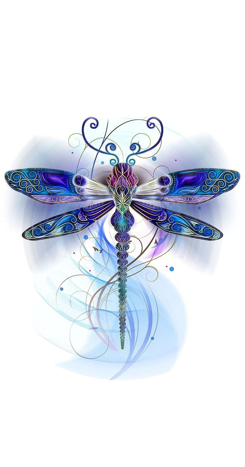 Dragonfly, abstract, butterflies, butterfly, HD phone wallpaper