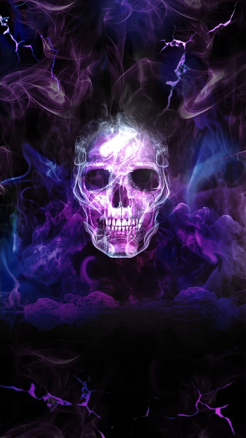 Toxic Skull Smoke, blue, dead, purple, skulls, HD phone wallpaper