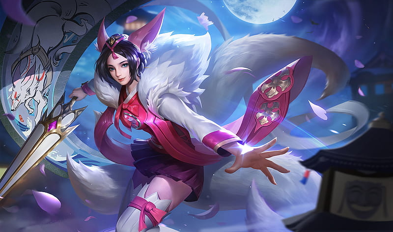 Ahri And Moonlit Night Sky Lol