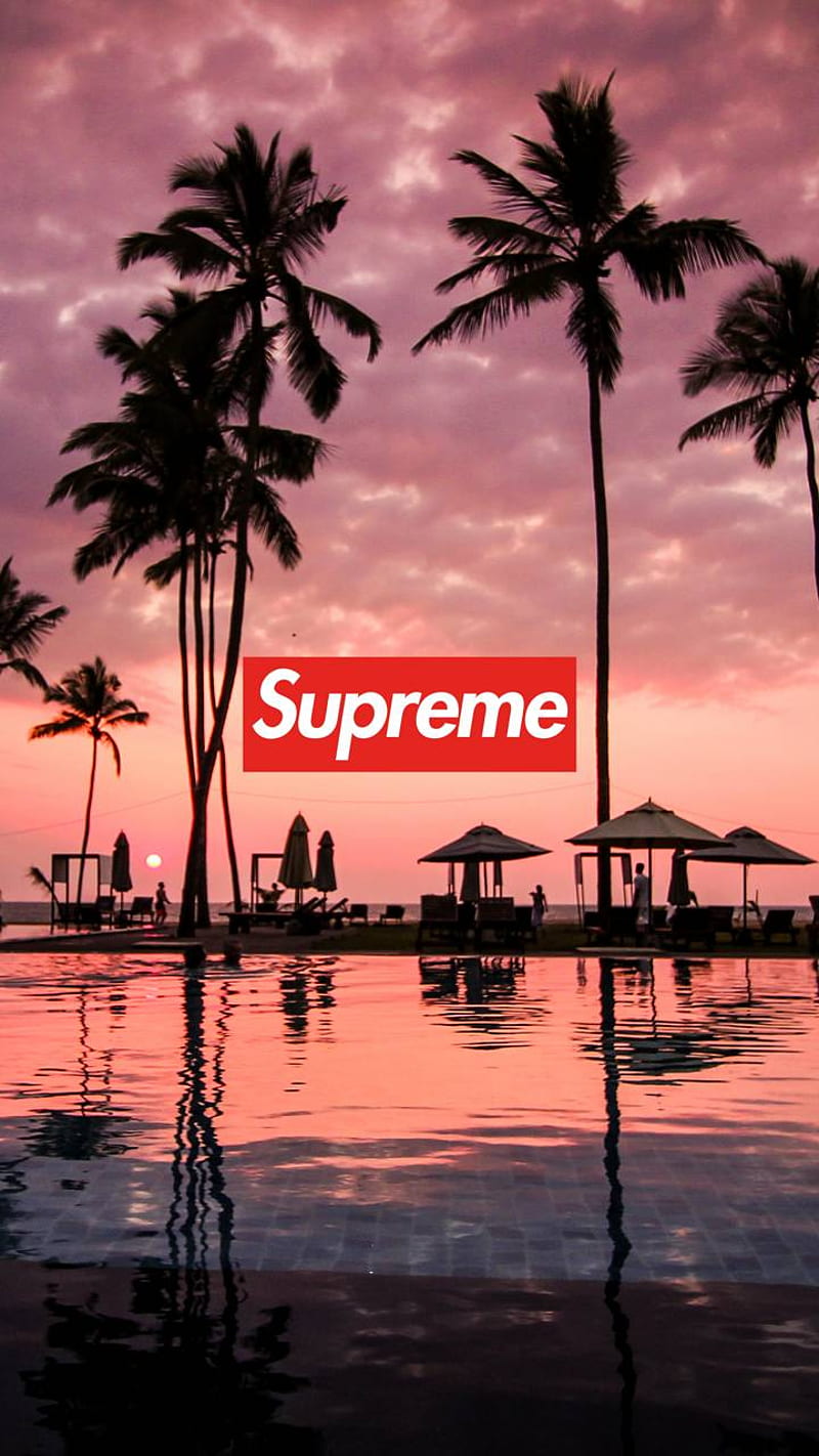 Supreme Sunset, clouds, dope, palm, swag, water, HD phone wallpaper