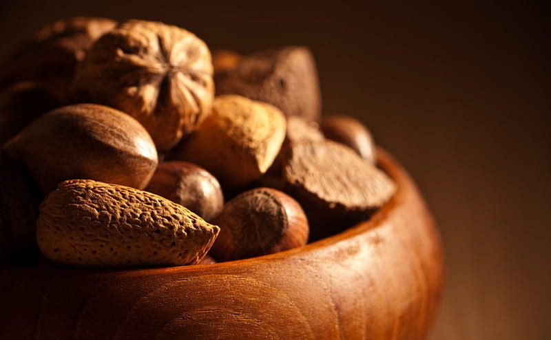 Nuts, walnuts, hazelnuts, brown, almonds, walnut, hazelnut, almond, nut, HD wallpaper