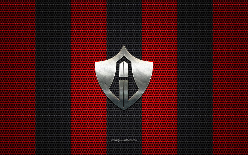 Atlas FC logo, Mexican football club, metal emblem, red black metal mesh  background, HD wallpaper | Peakpx