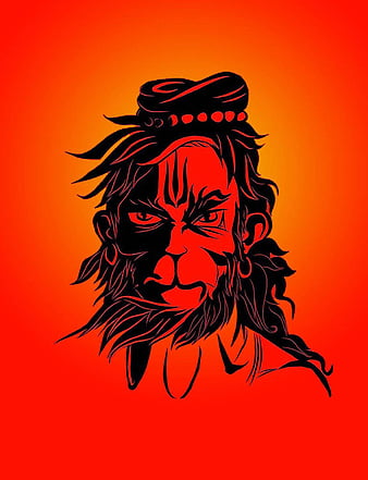 Angry side face Hayagriva hanuman tattoo design