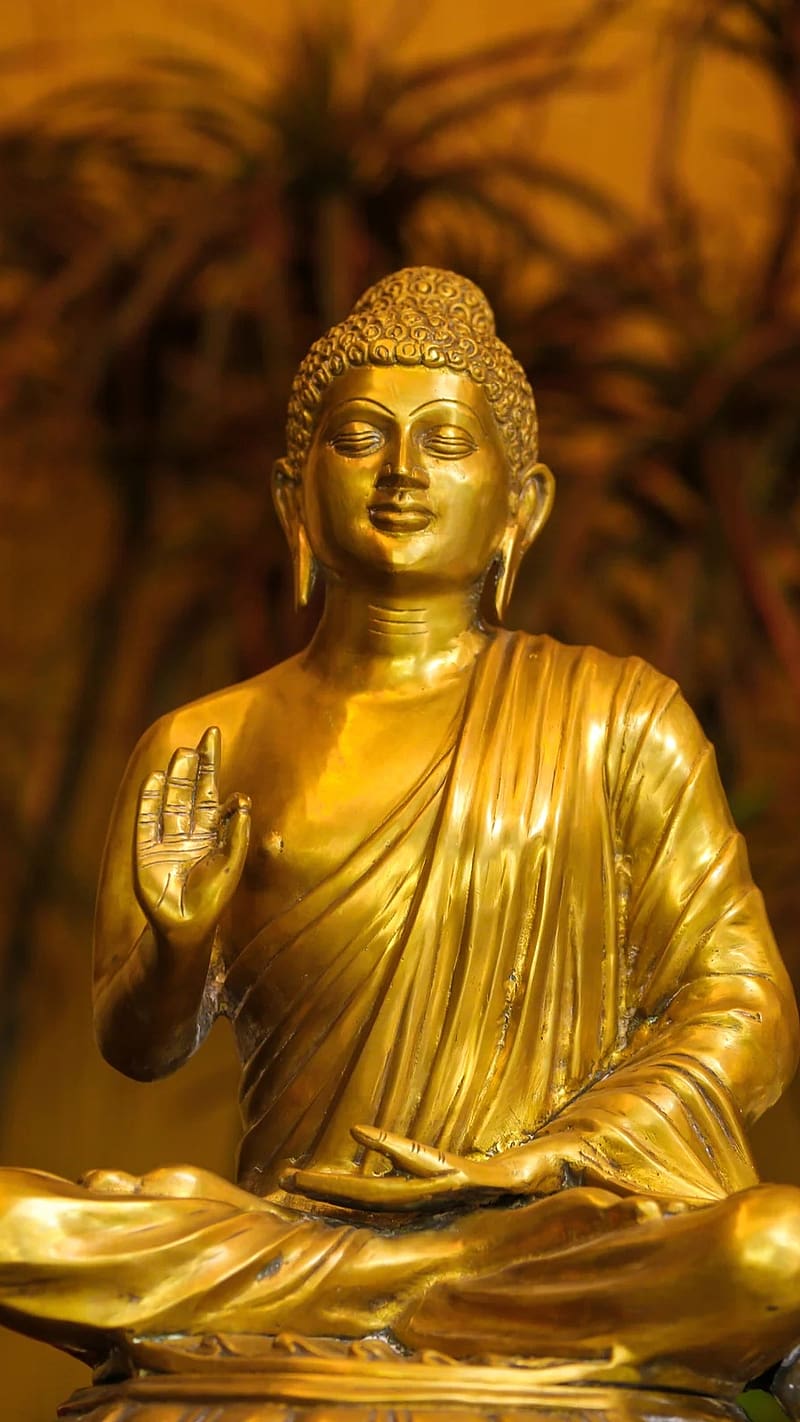 Buddha , Tree Background, lord buddha, god, meditation, golden statue, HD phone wallpaper