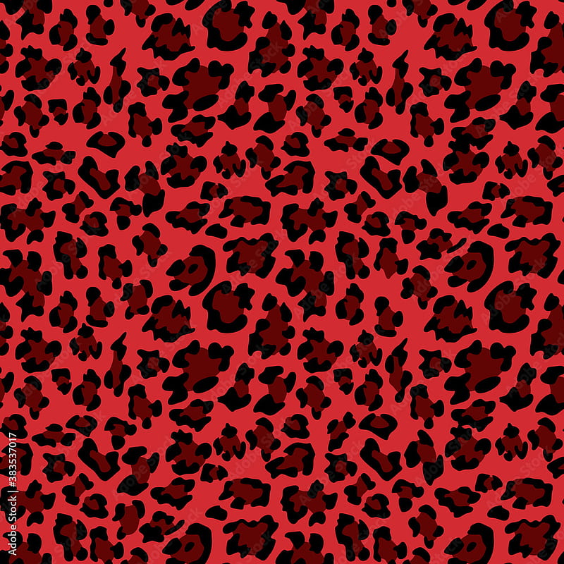 Red leopard print background. Animal seamless pattern with hand drawn leopard spots. Red . Vector Stock Vector, HD phone wallpaper