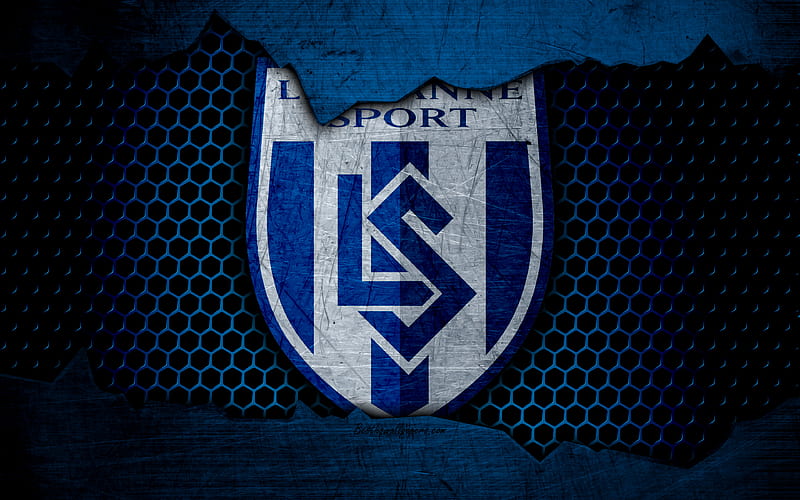 Lausanne logo, Swiss Super League, soccer, football club, Switzerland, grunge, metal texture, Lausanne FC, HD wallpaper