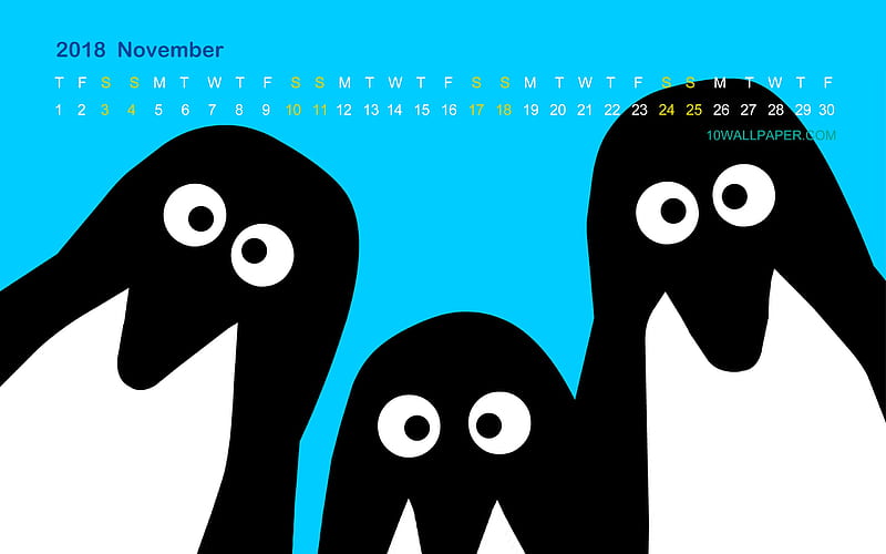 Cute penguin October 2018 Calendars, HD wallpaper