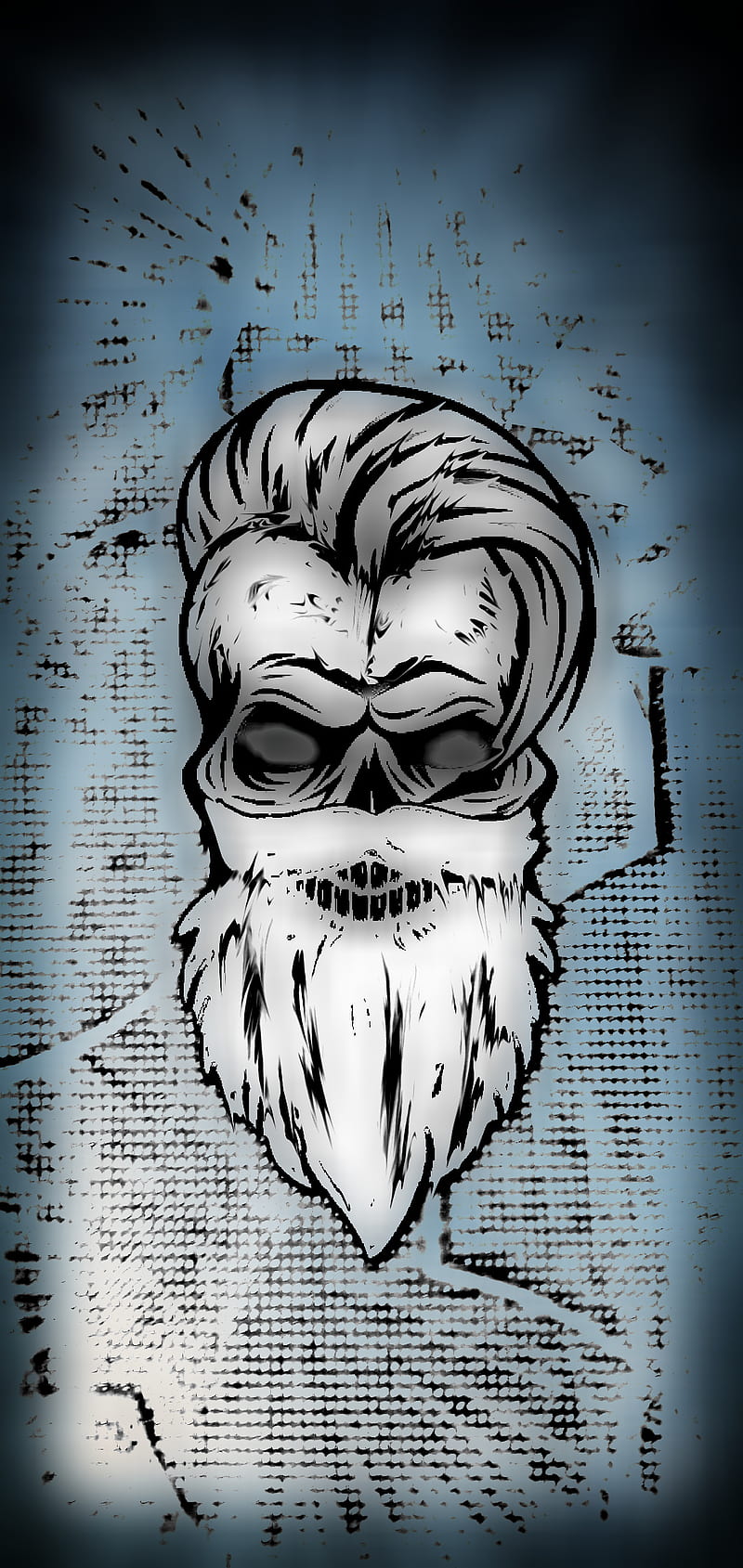 Just bearded , 3d, beard, beard strong, bearded, bearded skulls, blue, cool skull, skulls, HD phone wallpaper