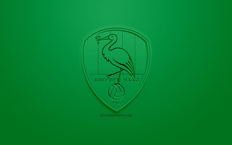 ADO Den Haag, creative 3D logo, green background, 3d emblem, Dutch football club, Eredivisie, The Hague, Netherlands, 3d art, football, stylish 3d logo, HD wallpaper