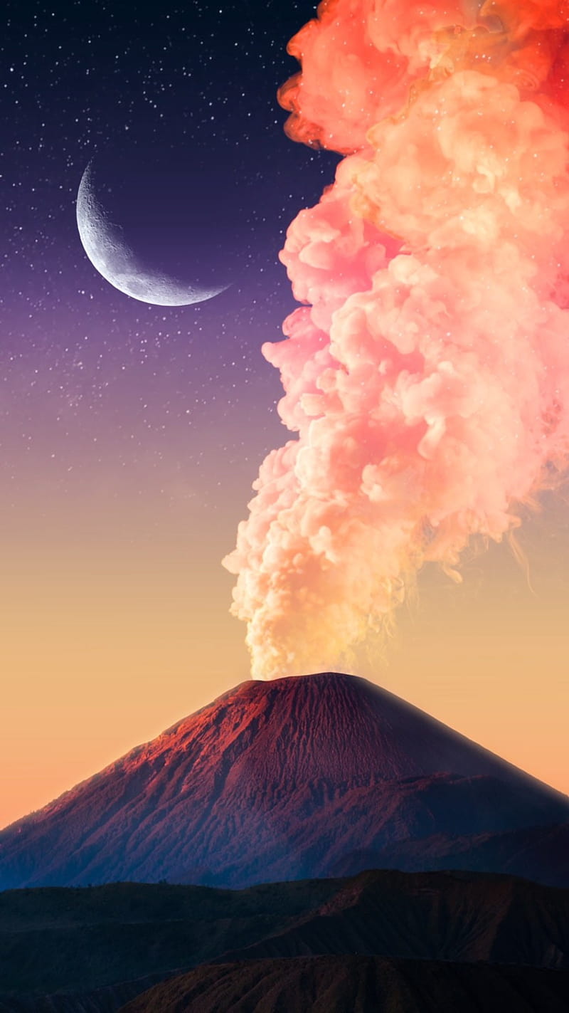 Volcano, hood, lightning, mount, mountain, natural, volcanic, HD phone wallpaper