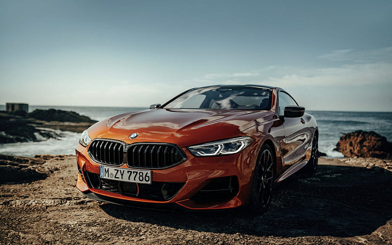 BMW 8 Coupe, 2018, 8-Series, dark orange coupe, exterior, front view, new cars, luxury cars, M850i xDrive, 8er, G15, BMW, HD wallpaper
