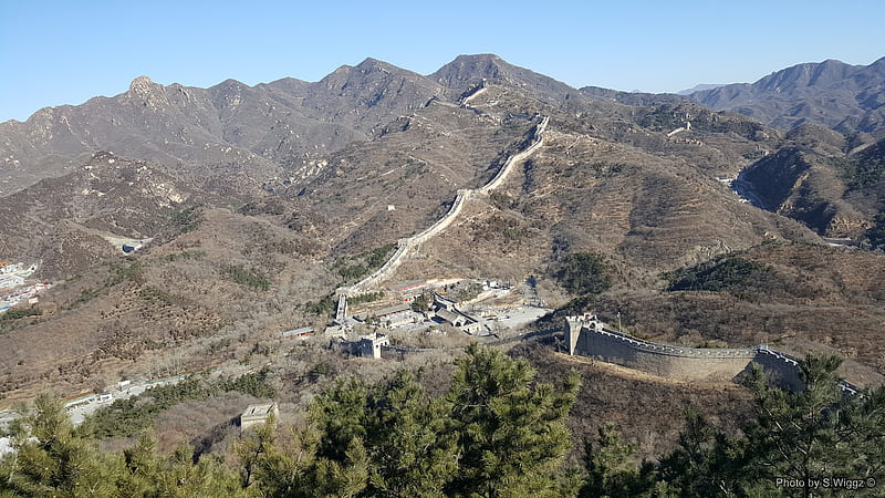 The Great Wall of China, Beijing, China, Beijing, Trees, Mountains, Great, China, Sky, Path, Wall, HD wallpaper