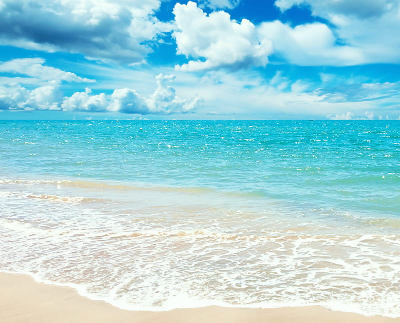 Blue , ocean, beach, HD wallpaper