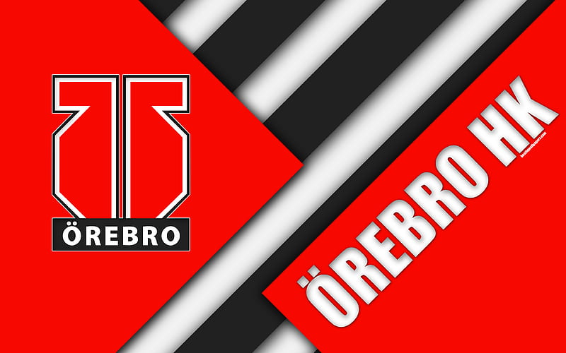 Örebro HK SHL, logo, material design, Swedish hockey club, red black abstraction, Swedish hockey league, Orebro, Sweden, HD wallpaper