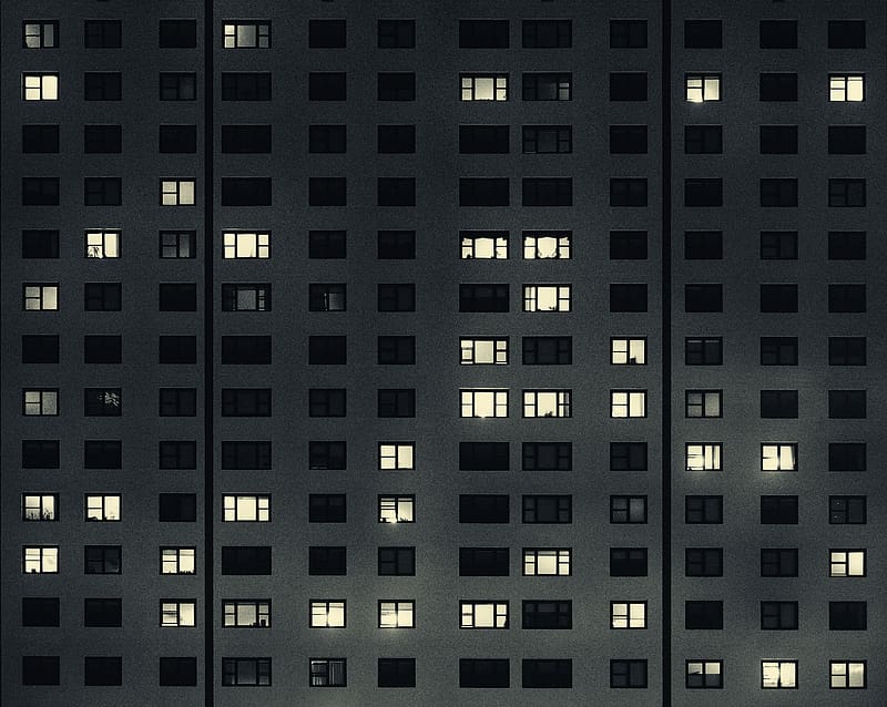 house, windows, lights, facade, dark, HD wallpaper