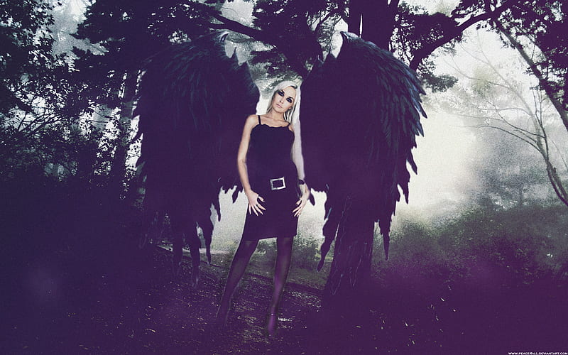 Blonde Gothic Angel, goth, forest, foggy, graphy, model, angel, dark ...