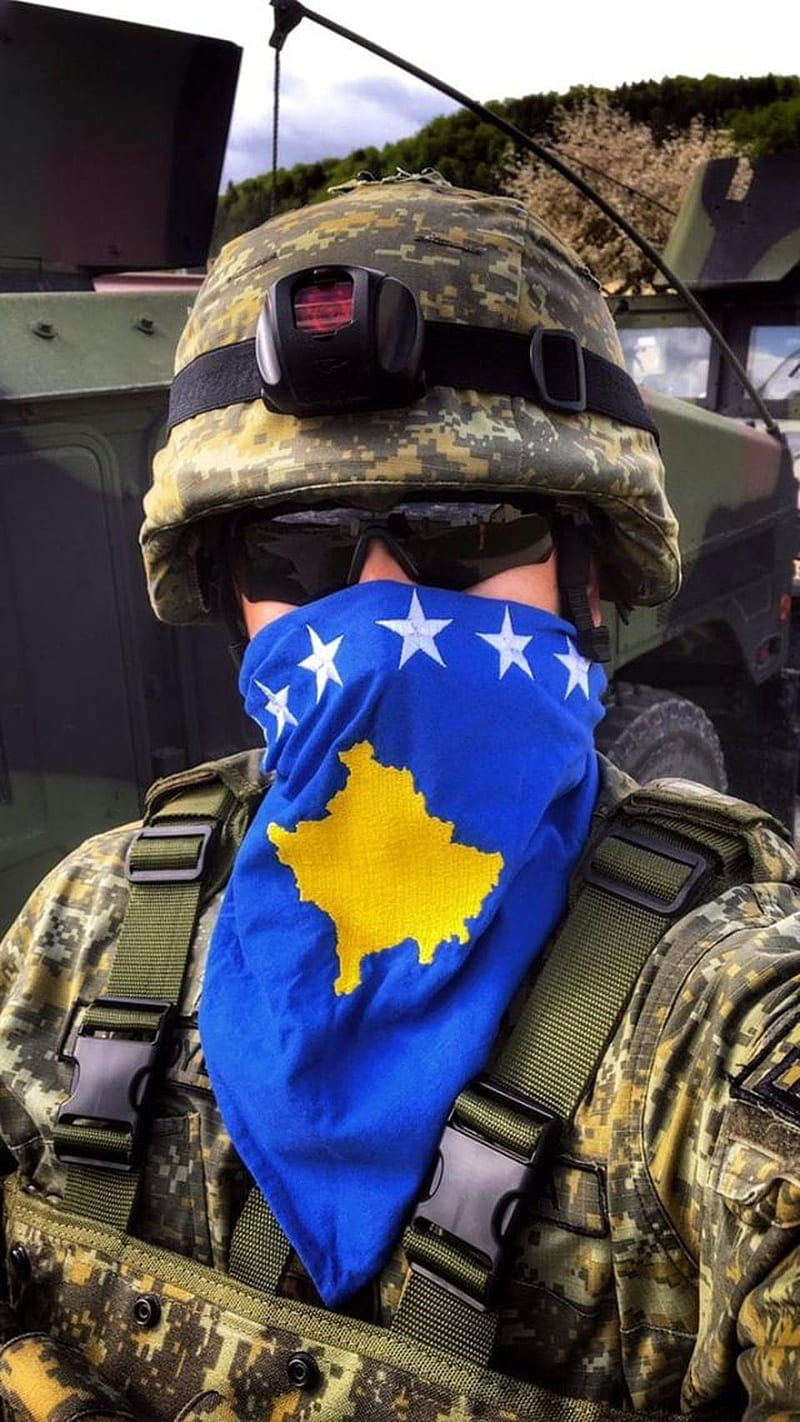 Soldier, guerra, kosovo, flag, mask, army, man, wars, albania, HD phone wallpaper