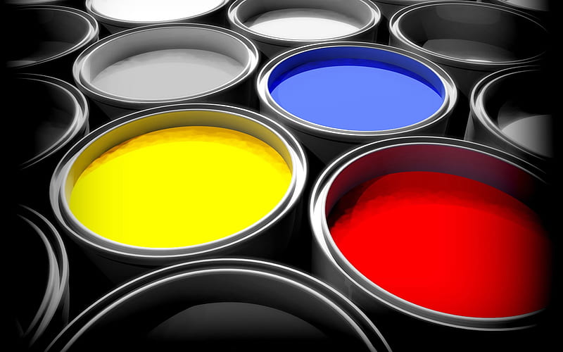 Oil paints in red yellow and blue, HD wallpaper