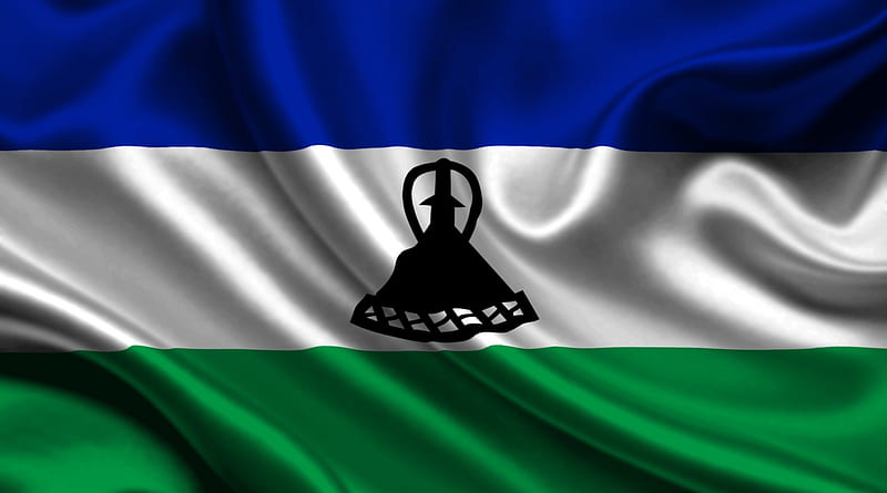 Lesotho, satin, flag, texture, HD wallpaper