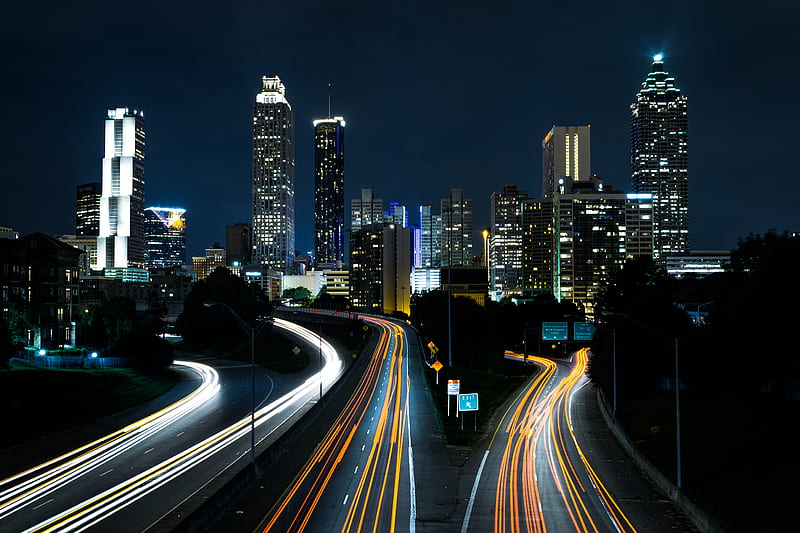 time lapse of passing cars during night time, HD wallpaper