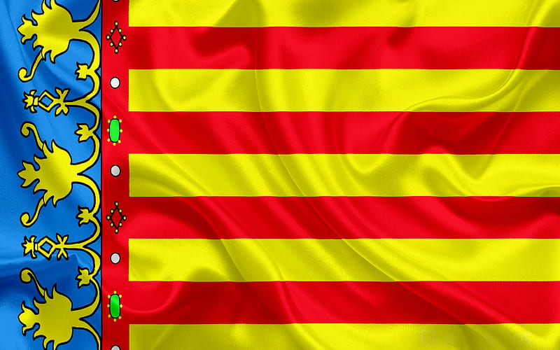 flag of Valencia, Valencian Community, Spain, symbols, HD wallpaper
