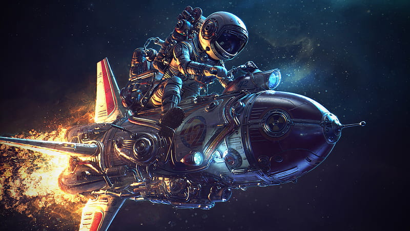 Astronaut Rocket Science Fiction , astronaut, rocket, artist, artwork, digital-art, science-fiction, HD wallpaper