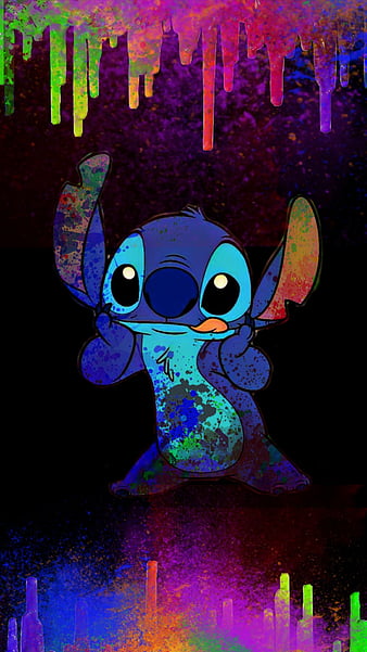 Stitch, art, pink, HD phone wallpaper