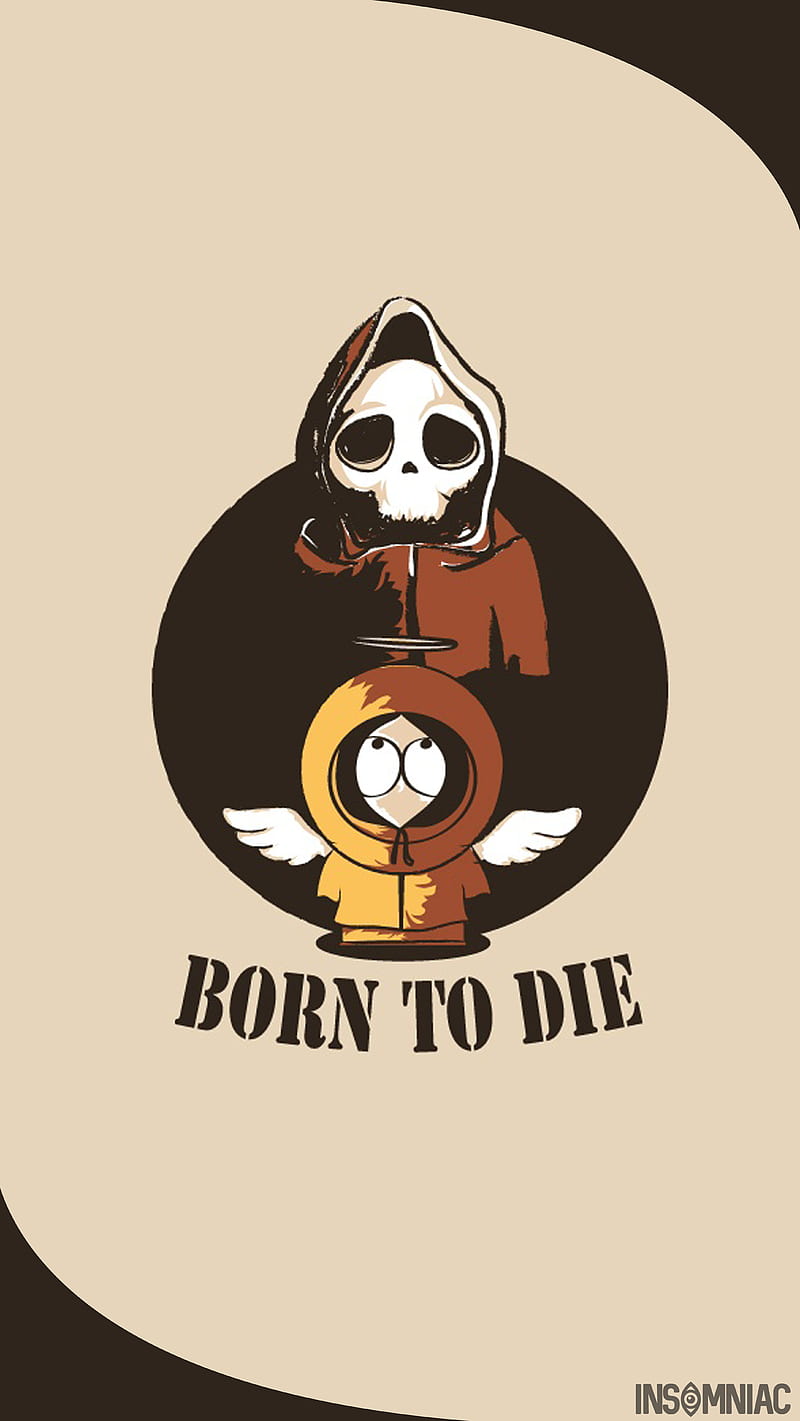 Kenny , angel, born to die, dead, die, skeleton, south park, HD phone wallpaper