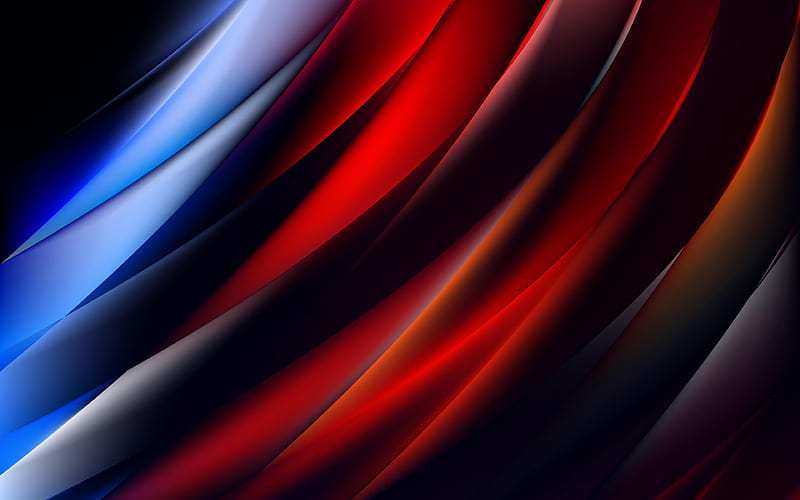 red and blue waves, red background, waves texture, creative, abstract waves, lines, waves background, abstract art, HD wallpaper