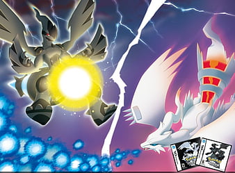 reshiram and zekrom (pokemon) drawn by agakunoda