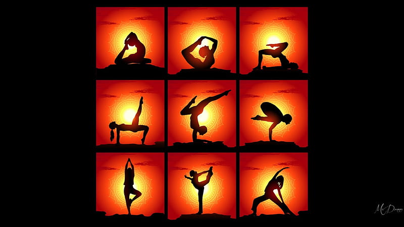 Peace and Tranquility Yoga, health, stretch, bright, collage, abstract, poses, yoga, limber, HD wallpaper