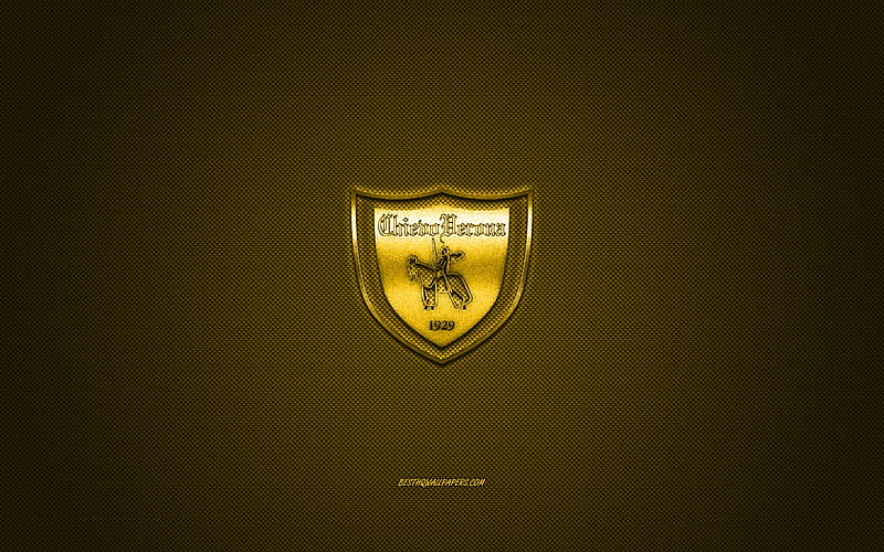 AC Chievo Verona, Italian football club, Serie B, yellow logo, yellow carbon fiber background, football, Verona, Italy, Chievo Verona logo, HD wallpaper