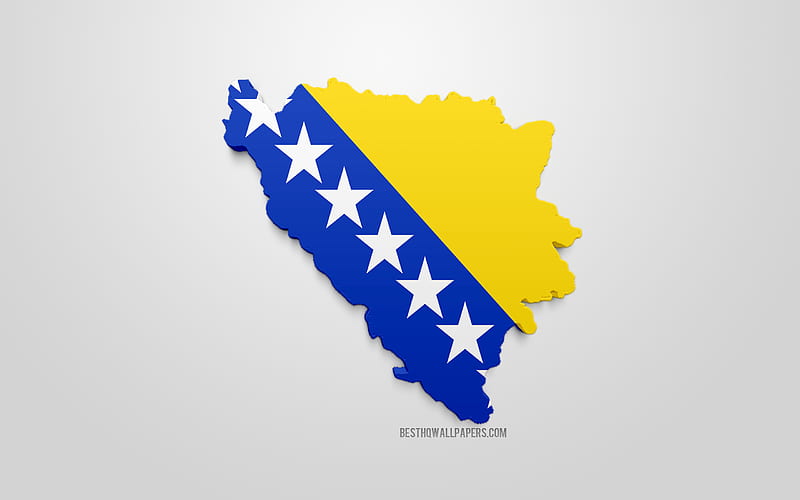 3d flag of Bosnia and Herzegovina, map silhouette of Bosnia and Herzegovina, 3d art, Europe, Bosnia and Herzegovina, geography, Bosnia and Herzegovina 3d silhouette, HD wallpaper