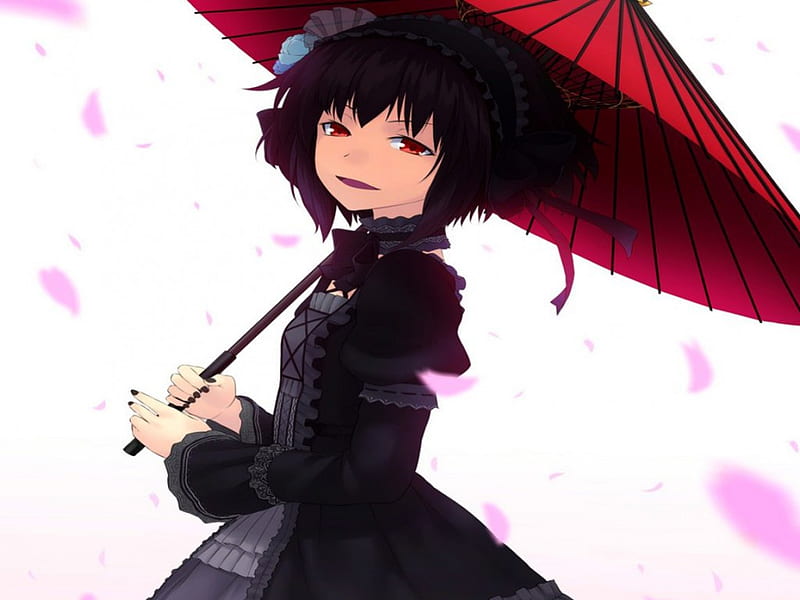 Anime picture woman wearing a black dress skirt... - Stock Illustration  [97216804] - PIXTA