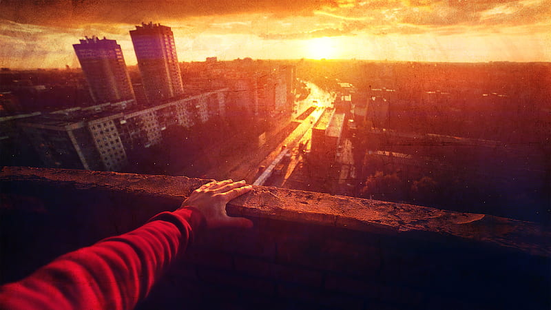 Retro View Of City Hand , retro, city, graphy, sunset, HD wallpaper