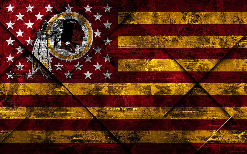 Washington Redskins American football club, grunge art, grunge texture, American flag, NFL, Washington, USA, National Football League, USA flag, American football, HD wallpaper